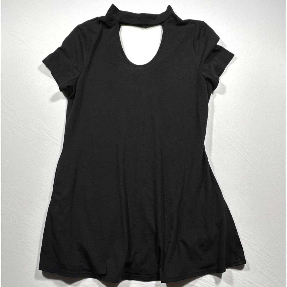 BBYES Collection Womens Black Cut-Out Round Neck Short Sleeve Knit Tee M